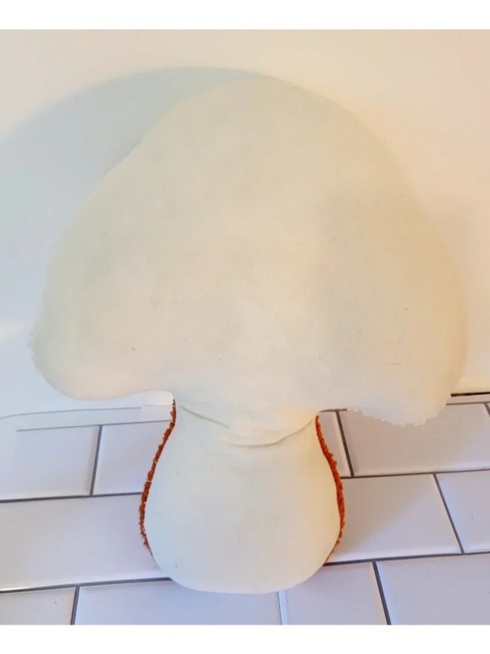 Harvest Orange and White Mushroom Decorative Throw Pillow Textured Knit 14 Inch